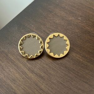 House of Harlow leather toffee & gold earrings